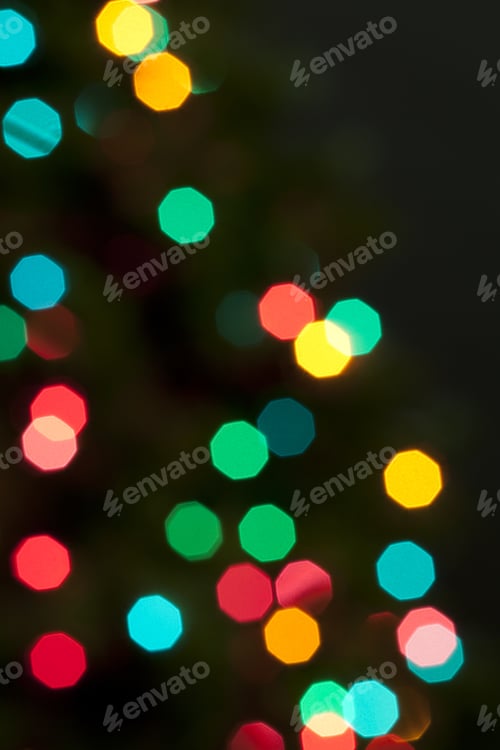 Preview: Multicolored Defocused Christmas Bokeh Blurry Lights, Festive Background