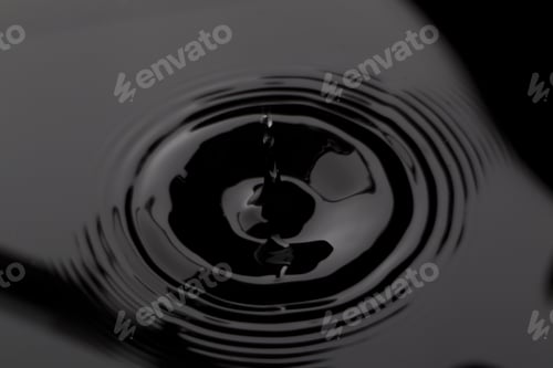 Preview: Close Up Water Droplet Affect The Surface, Forming Rings On The Surface And Making A Perfect