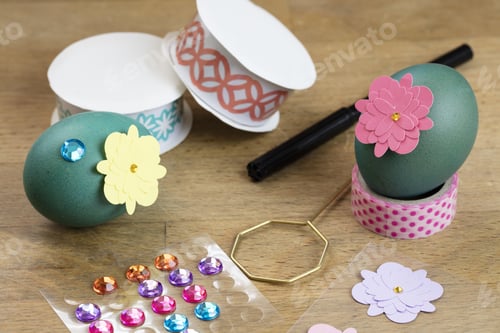 Preview: Easter Egg Ribbons, Cutouts, Stones And Designer Tape For Coloring And Decorating For The Holiday
