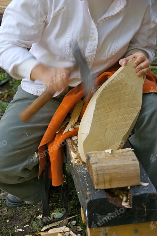 Preview: Wood Carver (Woman) Working On Wood Duck Decoy
