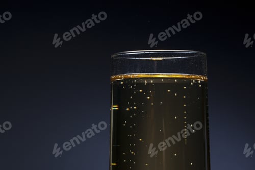 Preview: Glass Filled With Alcoholic Drink Isolated On Black Background.