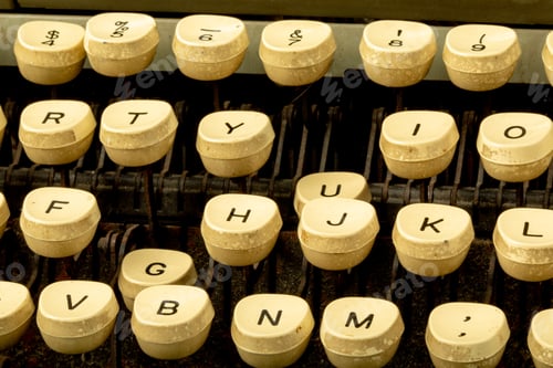 Preview: A Group Of Stuck Keys On The Keyboard Of An Old Grungy Well Used Typewriter