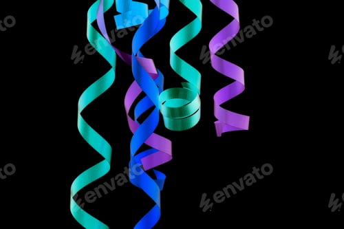 Preview: Detailed Shot Of Colorful Streamers Against Dark Background.