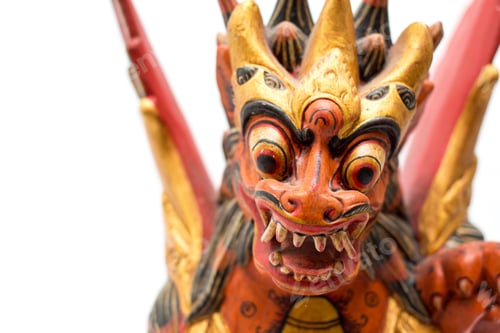 Preview: Wood Dragon Statue On A White Background