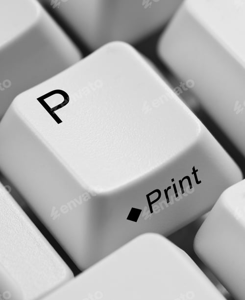 Preview: Closeup Of Computer Keyboard Keys Emphasizing The Key P And Print
