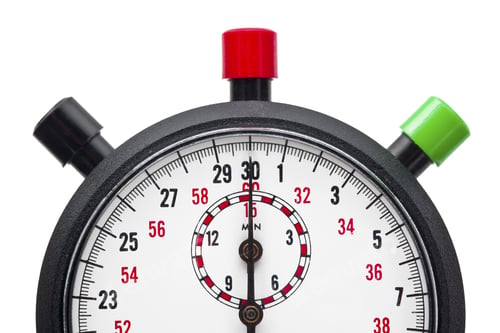 Preview: Macro Cropped Shot Of A Stopwatch With Colorful Push Buttons Against Plain White Background.