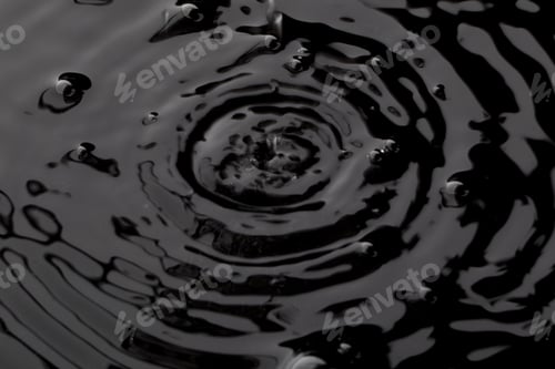Preview: Close Up Water Droplet Affect The Surface, Forming Rings On The Surface And Making A Perfect