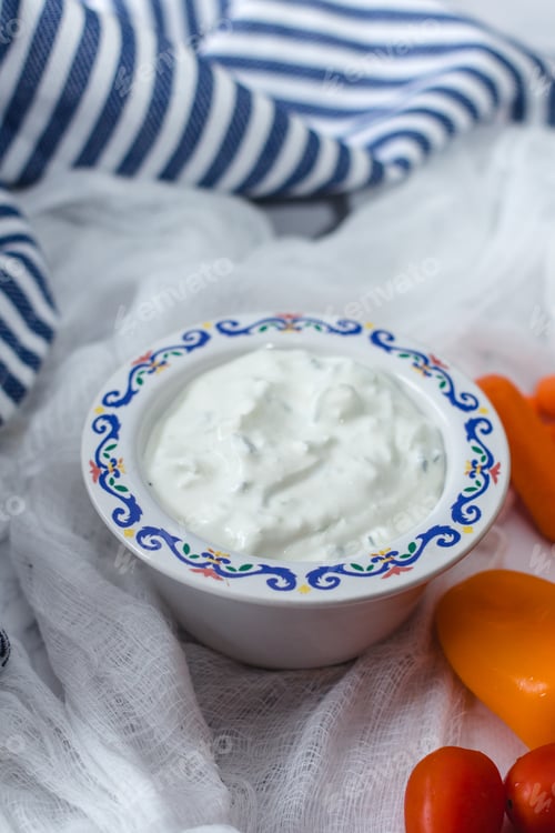 Preview: Close Up Tzatziki Sauce With Vegetable