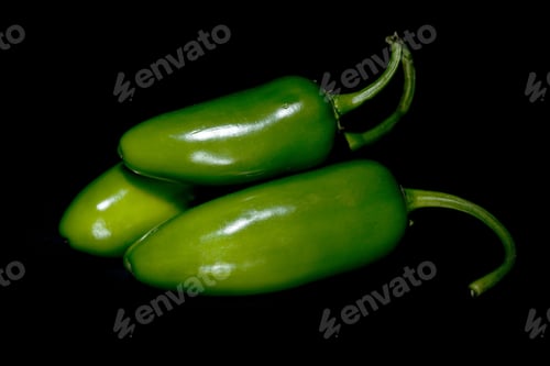 Preview: Fresh Raw Pepper And Vegetables; Isolated On Black Background
