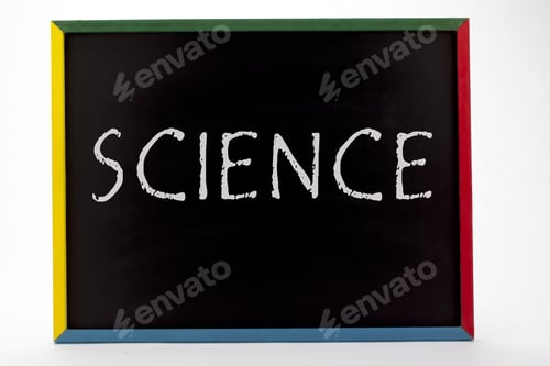 Preview: Science Written On Slate Board And Displayed On White Background.