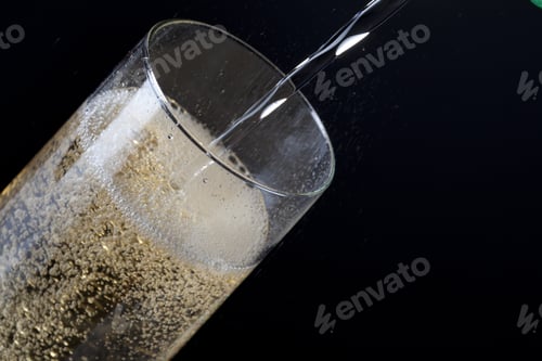 Preview: Champagne Glass Detail On Black Background