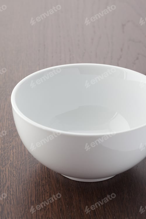 Preview: White Bowl On Wood Background