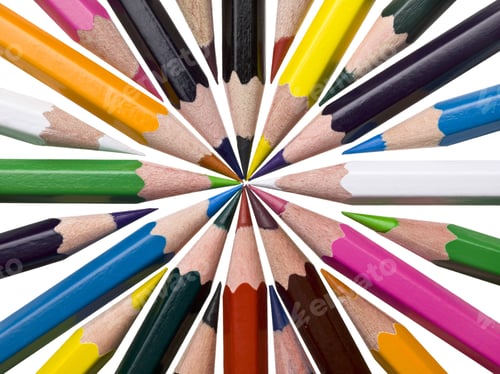 Preview: Assorted Set Of Coloring Pencils Arranged Over A White Background