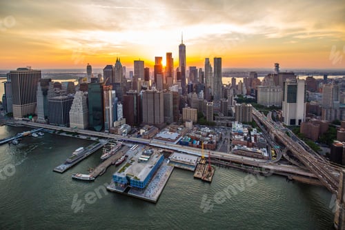 Preview: New York City At Sunset Aerial View