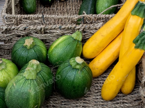 Preview: Yellow And Green Zuchini In A Ramers Market Stall