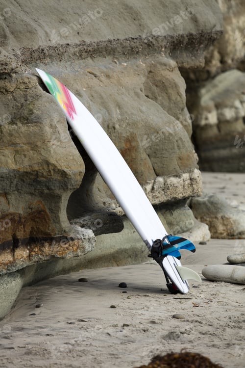 Preview: Leaning Surfboard At Swami'S Beach In Encinitas, California