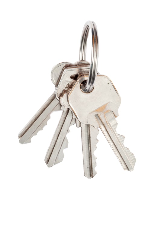 Preview: Ring Of Shiny House Keys Isolated On White Background