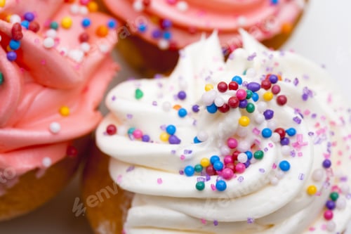 Preview: Cropped Close-Up Image Of Thee Cupcakes.