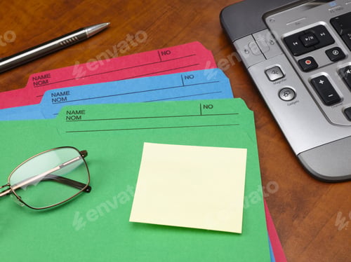 Preview: File Folders And Papers On Office Desktop