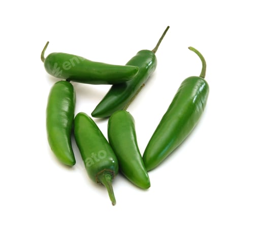 Preview: Hot Green Pepper On White Background, Close Up