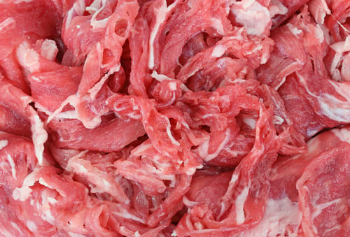 Preview: Very Close View Of Freshly Shredded Beef Steak.