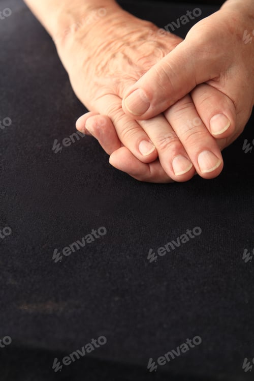 Preview: Senior Man Grasps His Aching Fingers, Copy Space Included
