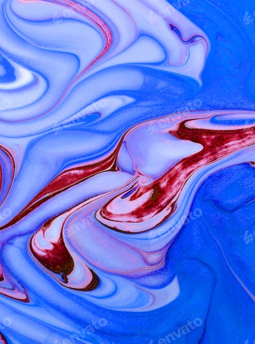 Preview: Liquid Marbling Acrylic Paint Background. Fluid Painting Abstract Texture