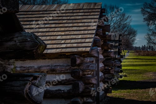 Preview: Reproductions Of Rustic Cabins Used By Revolutionary War Soldiers Under The Command Of George