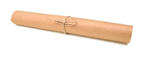 Preview: Graduation Diploma Scroll Tied With Brown Ribbon Isolated On White Background