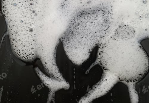 Preview: Soap Foam Shaving Cream Bubble Isolated On Black Background Top View Object Health Concept - Image