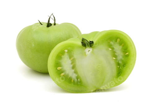 Preview: Green Tomato And Slice On White
