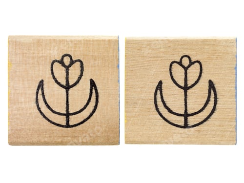 Preview: Wood Tile With Flower Symbol Isolated On White