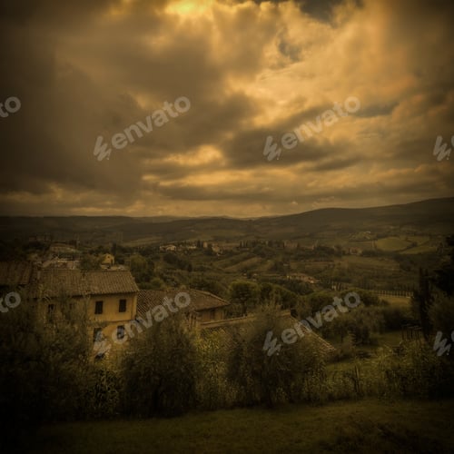 Preview: A Dark And Moody Image Of Tuscany, Italy At Dusk