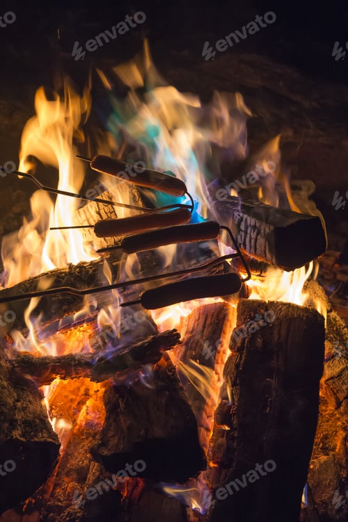 Preview: Closeup Image Of Fire And Wood Burning In A Fireplace