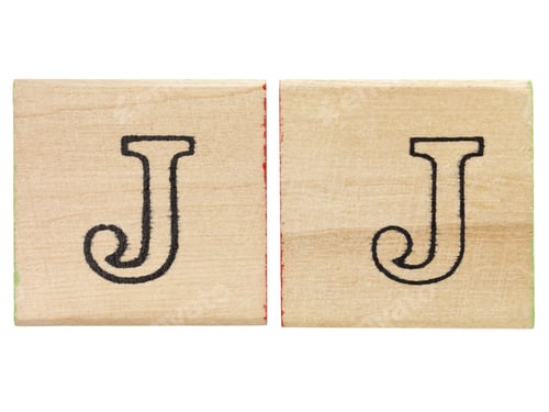 Vista previa: Wood Tile With Letter J Symbol Isolated On White Isolated