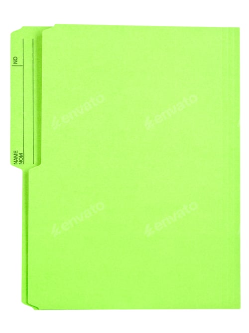 Preview: Brightly Colored Green Folder Isolated On White.