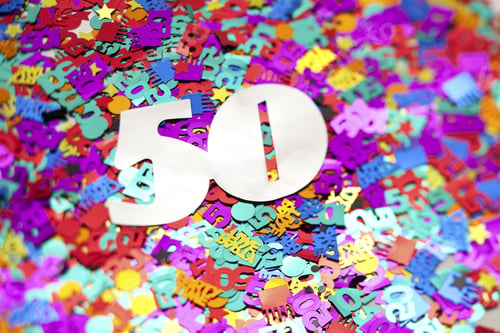 Preview: Confetti Background Featuring The Number 50 For 50Th Birthday