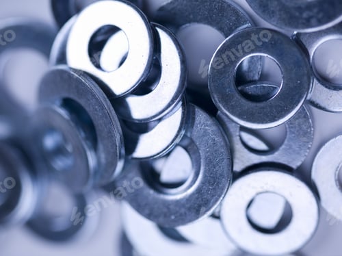 Preview: Small Steel Washers On White Background