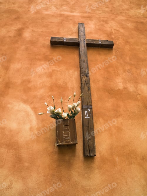 Preview: Catholic Cross On Old Tuscan Church Wall