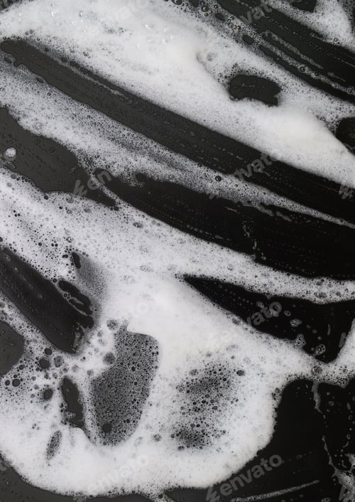 Preview: Soap Foam Shaving Cream Bubble Isolated On Black Background Top View Object Health Concept - Image