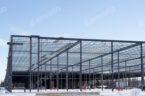 Preview: Steel Frame Construction Of An Industrial Building In Winter
