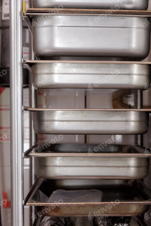 Preview: Real Used Industrial Restaurant Pots And Pans Used In Meal Production