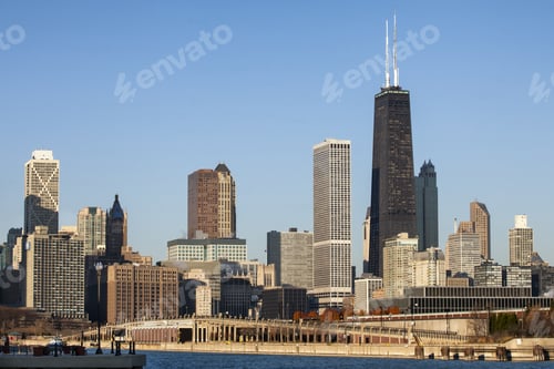 Preview: Downtown Chicago Against Blue Sky
