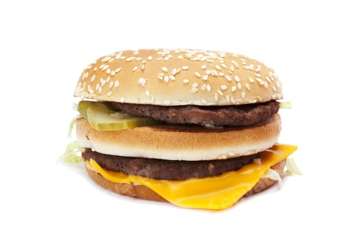 Preview: Tasty Double Hamburger Sandwich Isolated In A White Background
