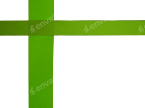 Preview: Green Ribbon Bow Isolated On White Background. Studio Shot