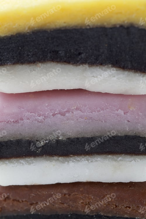 Preview: Close Up Photo Of Different Layers Of A Candy Containing Different Flavors.