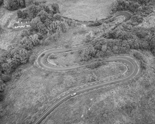 Preview: Black And White View Of Corkscrew Hill Ireland Drone Aerial