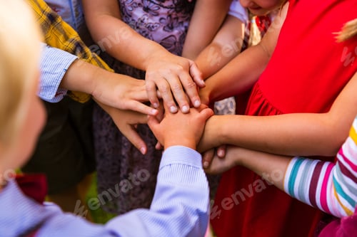 Preview: Kids Standing In The Circle And Joining Hands Together