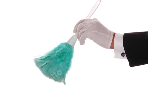 Preview: Mans Formal Gloved Hand And Arm With Duster Isolated Over White