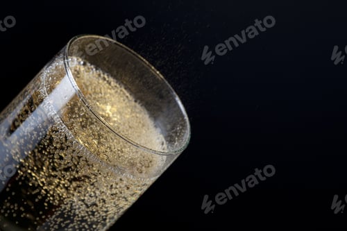 Preview: Champagne Glass Detail On Black Background
